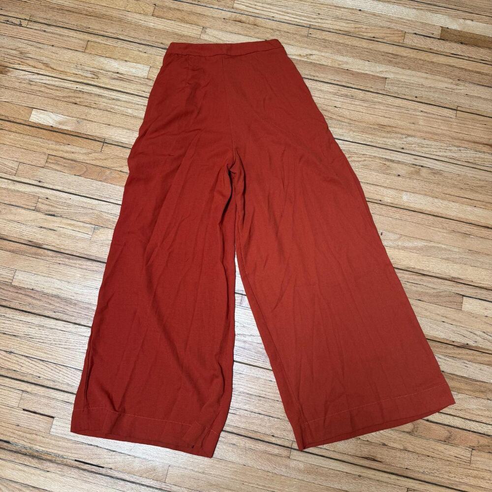 Vintage Rust Orange High-Waisted Wide-Leg Pants — S